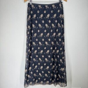 Vintage Express Embroidered Mesh Maxi Skirt Y2K 6 Ethereal Fairy Dark Romantic